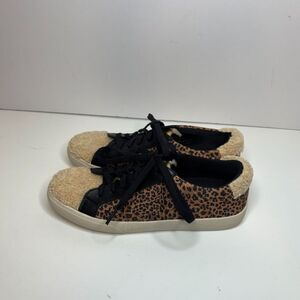 Vince Camuto Myralyn Cheetah Fur Leather Low Top Fashion Sneakers Lace Up NWOT